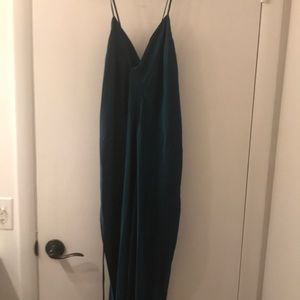 Dyspnea Late Night Teal Silk Wrap Dress